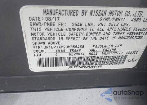 2018 Infiniti Q50 3.0T Sport from USA, damaged, VIN JN1EV7AP2JM355468